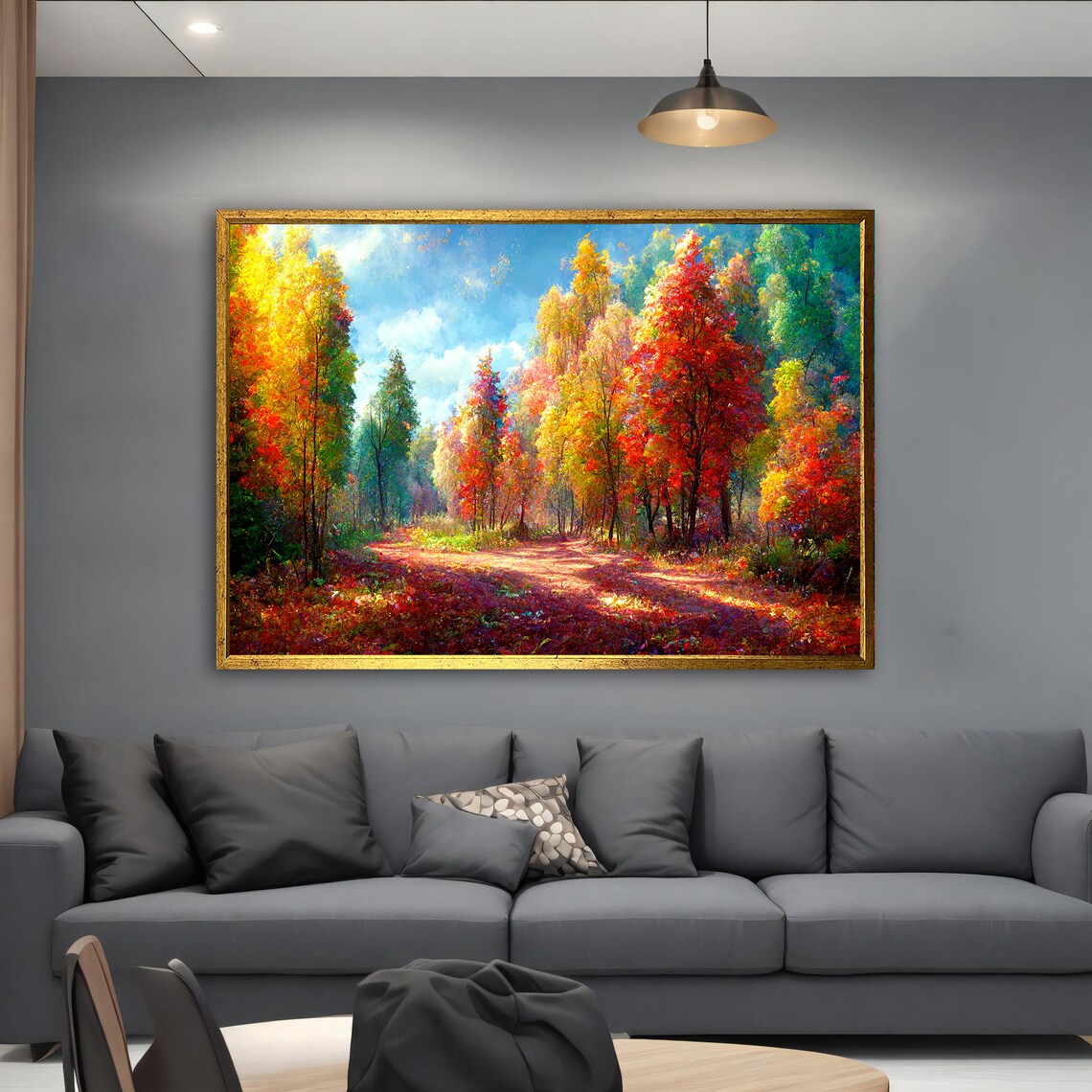 Autumn Forest Path Colorful Fall Trees Landscape Painting Poster - Image 4