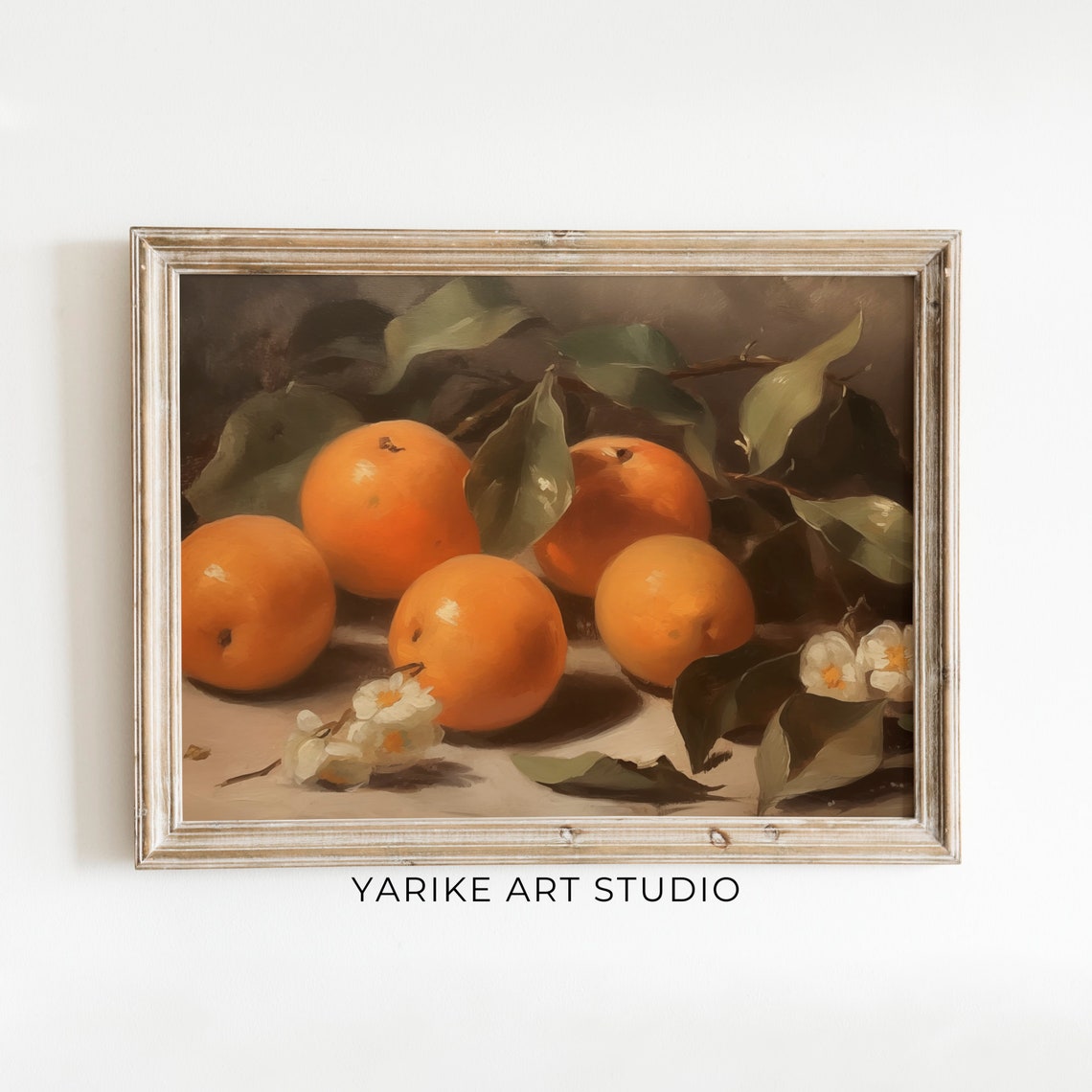 Still Life Oranges Citrus Blossoms Vintage Kitchen Art Painting Poster