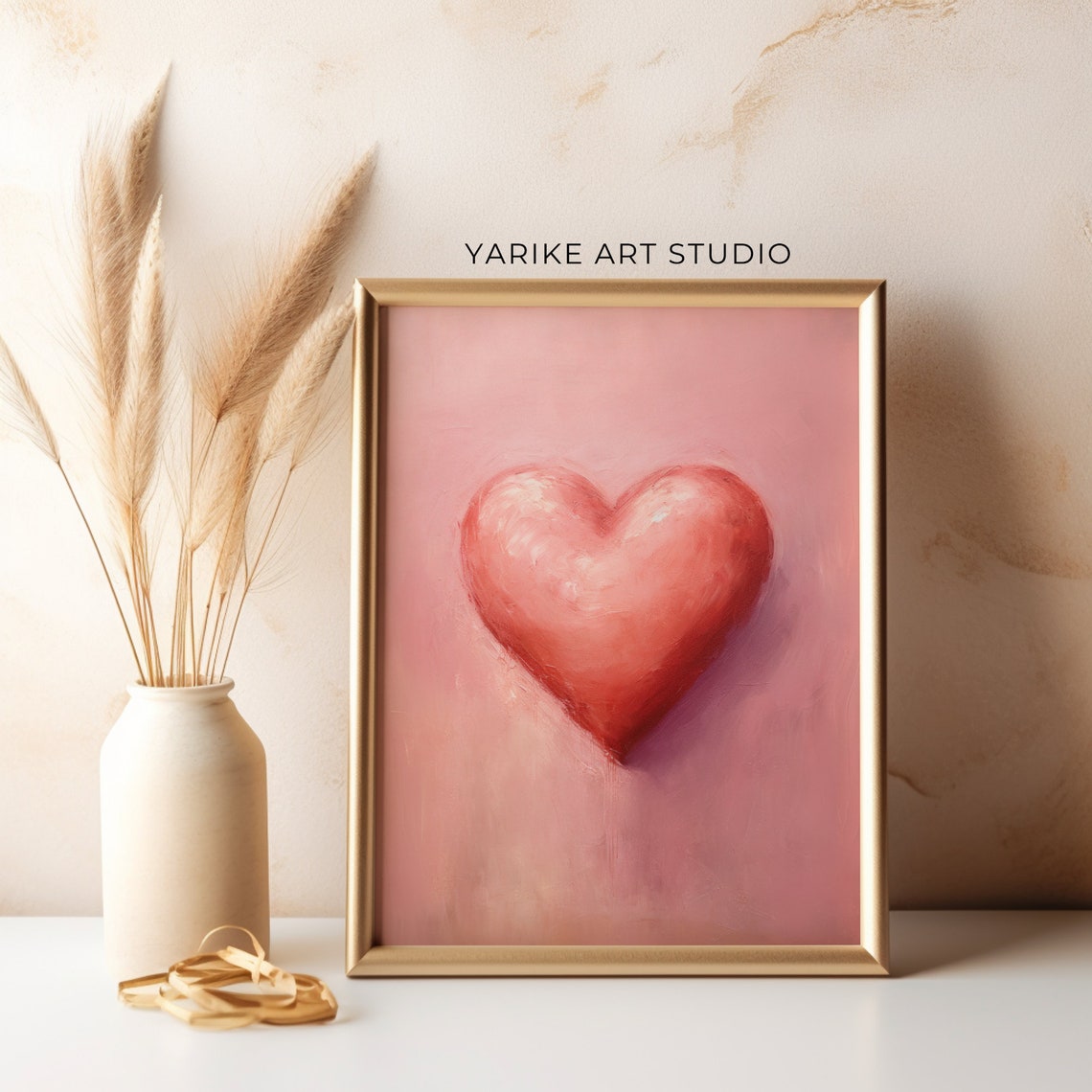 Soft Pink Painted Heart On Blush Background Sweet Love Poster - Image 4