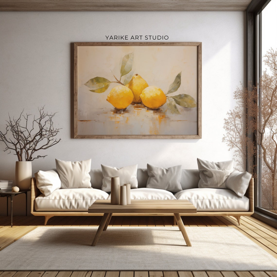Three Lemons Still Life Painterly Citrus Fruit Kitchen Art Poster - Image 2