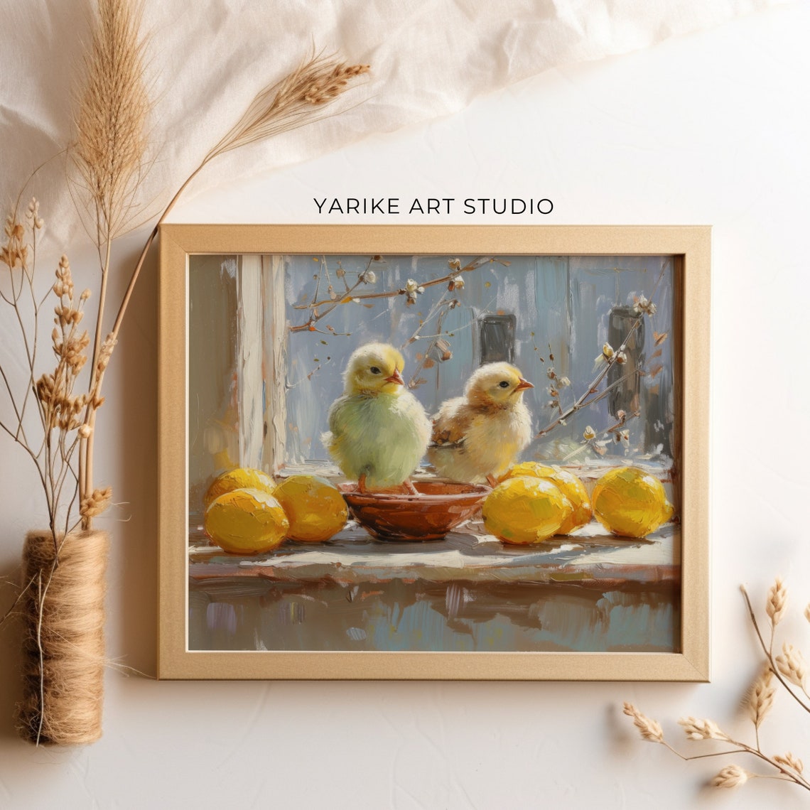 Two Baby Chicks with Lemons Vintage Kitchen Still Life Art Poster - Image 4
