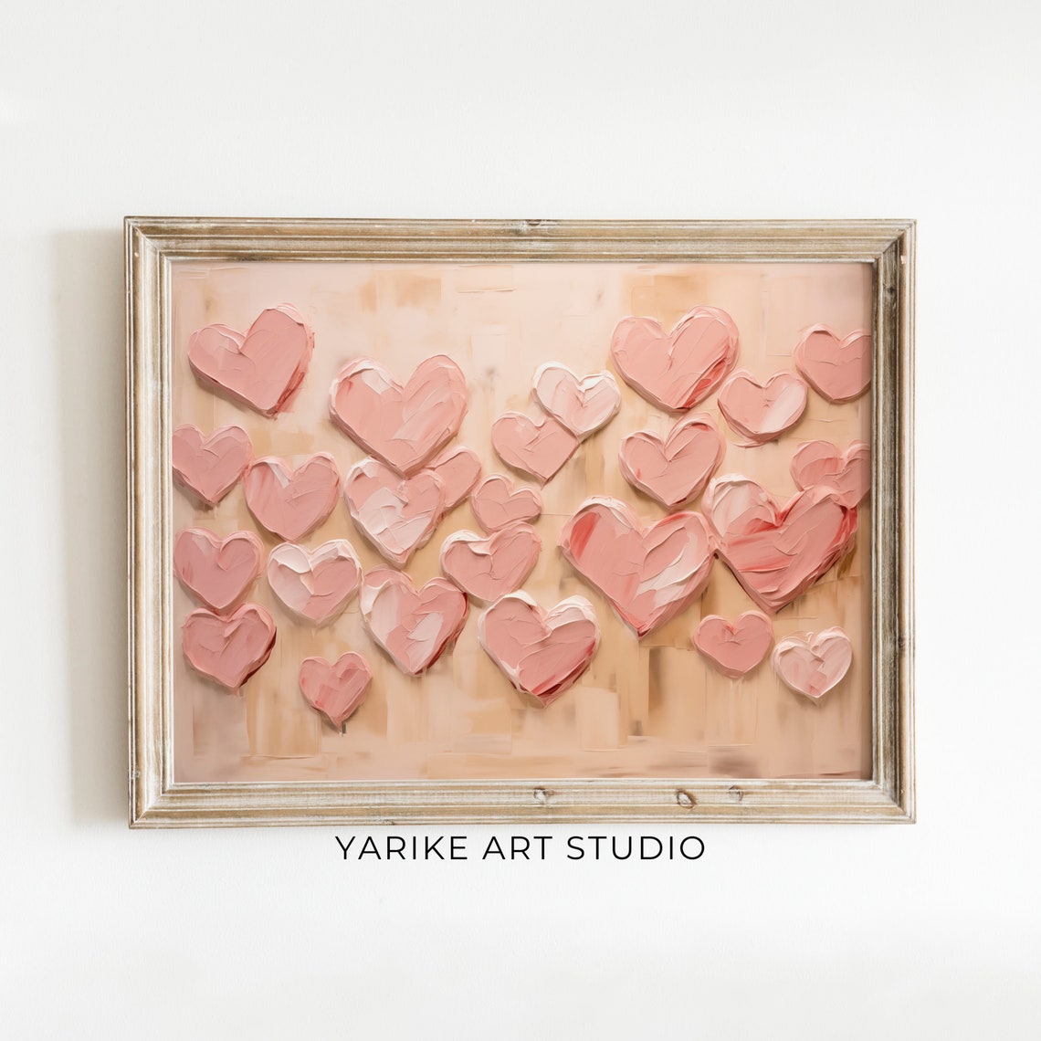 Blush Pink Textured Hearts Impasto Valentine Painting Poster - Image 6