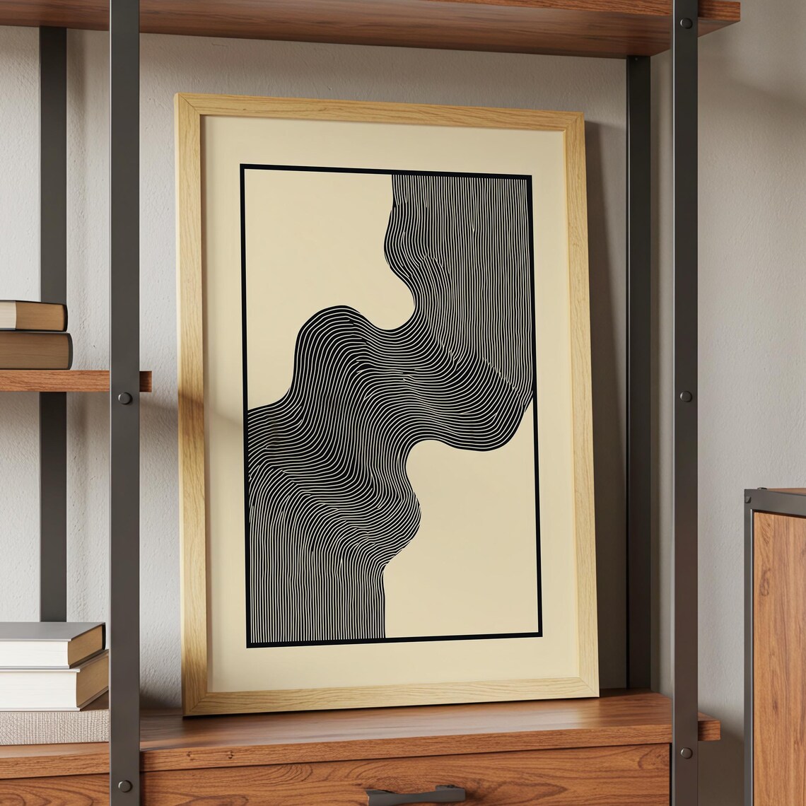 Black Lines Abstract Art Mid Century Modern Print