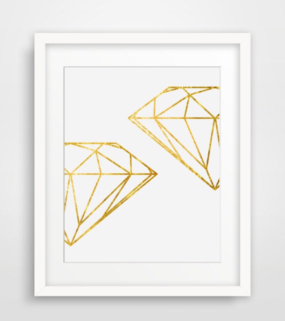 Golden Geometric Diamond Wall Prints Gold Print Gold Minimalist Art Gold Modern Wall Art Gold Minimal Print Diamonds