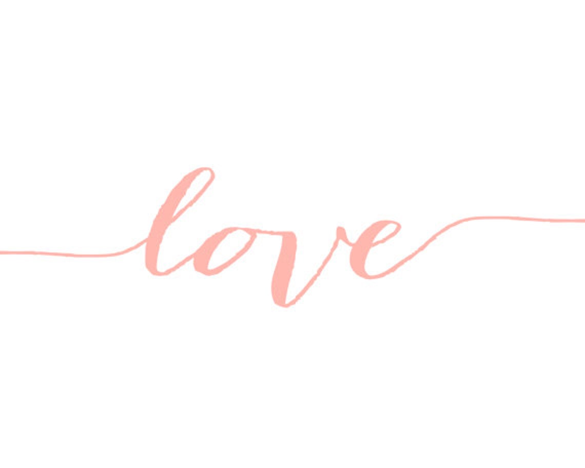 Love Coral Pink Calligraphy Script Minimalist Romance Art Print