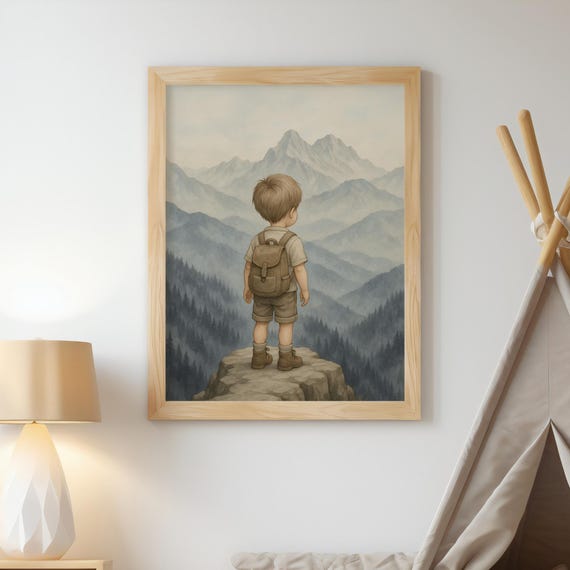 Little Explorer Mountain Adventure Poster, Nursery Decor