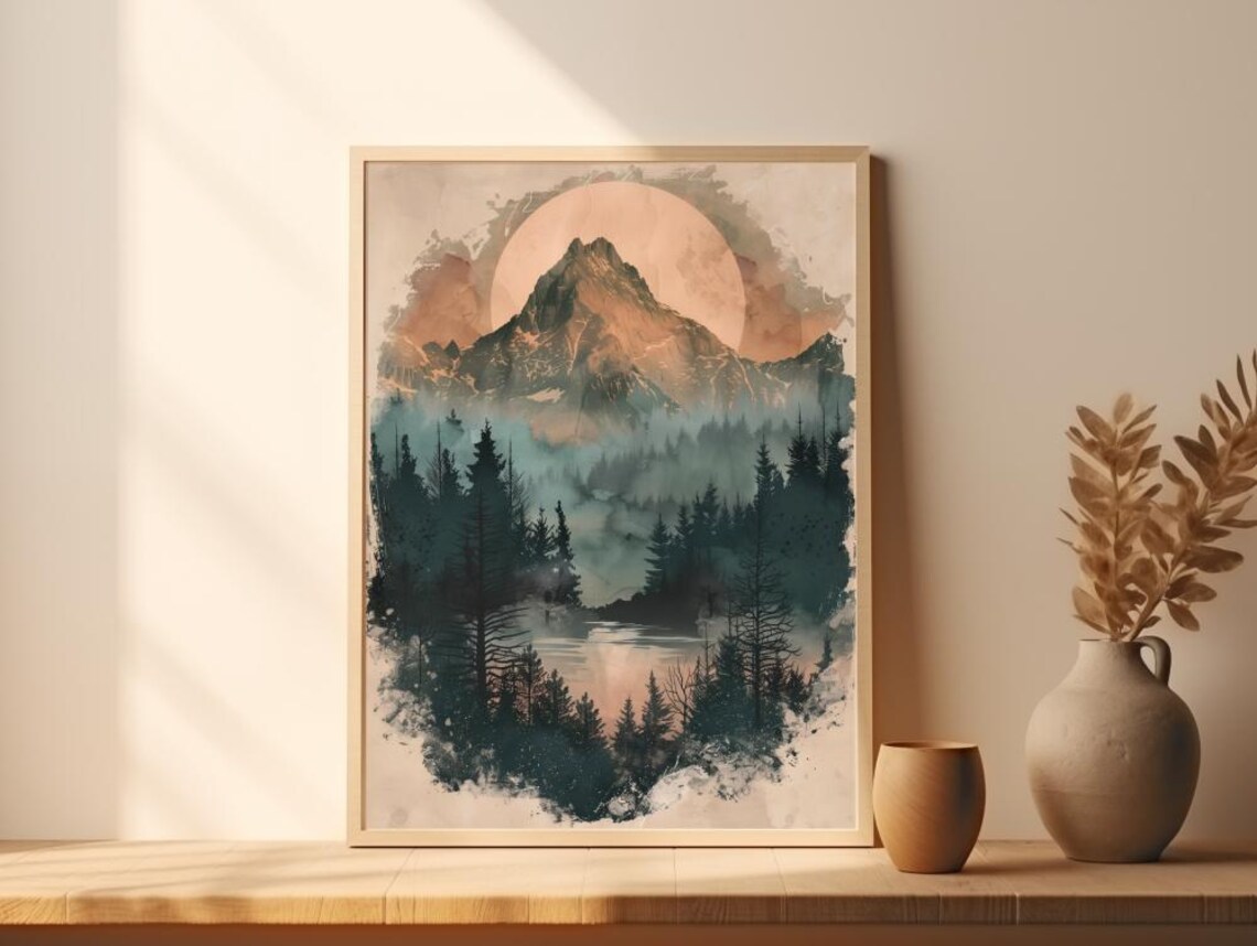 Mountain Boho Adventure Watercolor Art Print