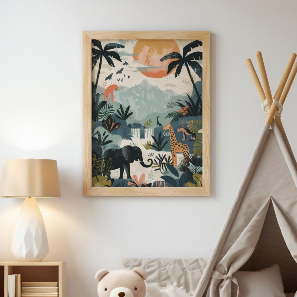 Vintage Animal Poster, Neutral Safari Theme