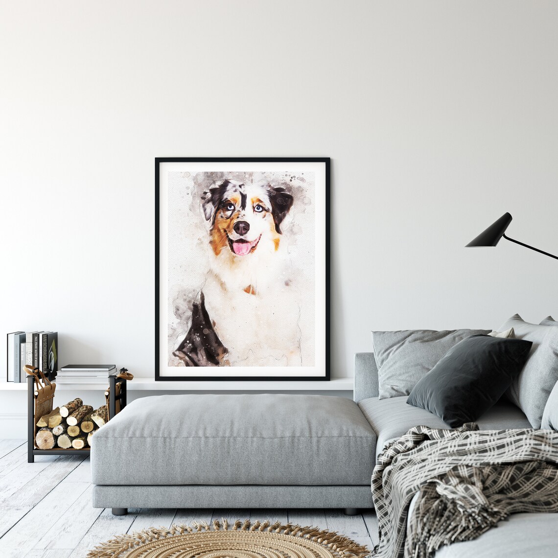 Custom Watercolor English Bulldog Portrait Close Up Painting Poster - Image 3