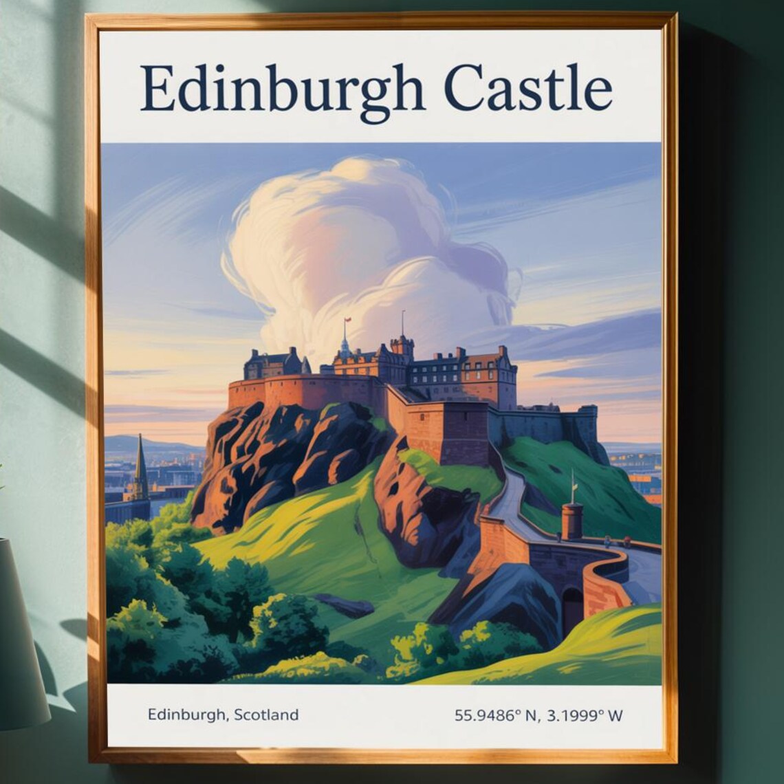 Edinburgh Castle Scotland Sunset Crag Historic Travel Poster Art