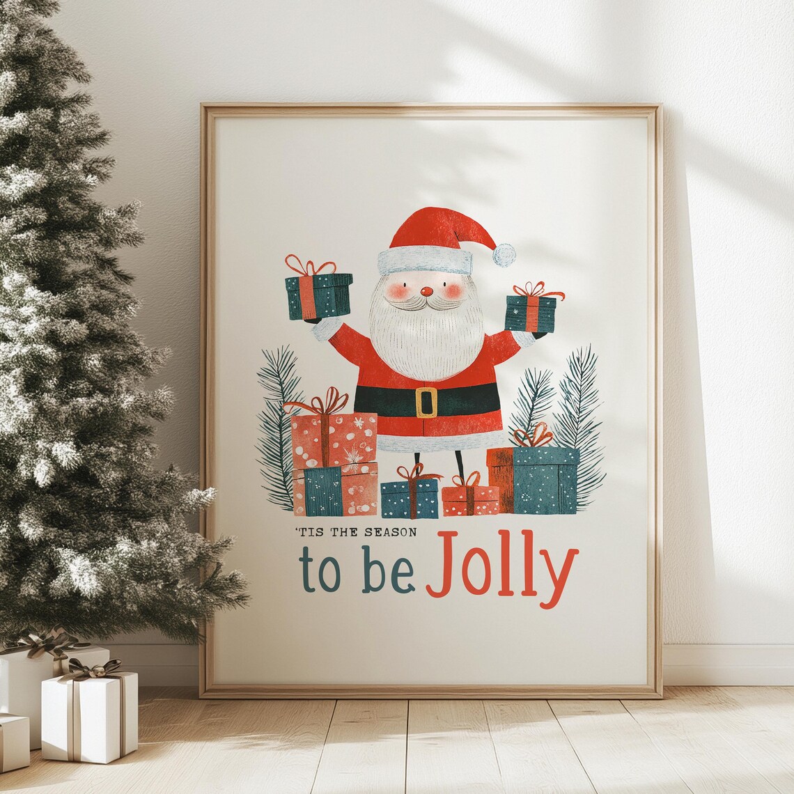 Tis the Season to Be Jolly Santa Claus Christmas Gifts Poster