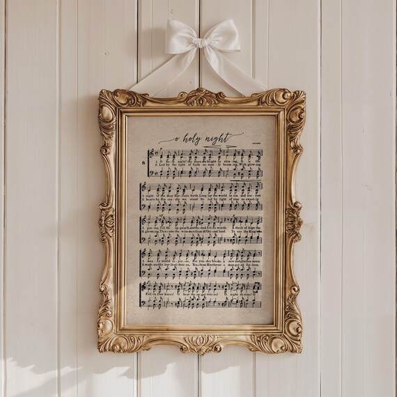 O Holy Night Vintage Christmas Carol Sheet Music Holiday Poster