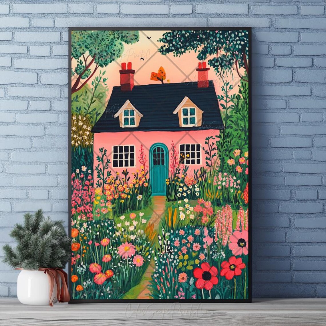 Flower Garden Illustration Art Print, Whimsical Spring - Image 2