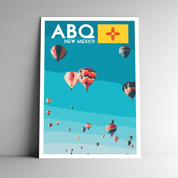 Albuquerque New Mexico Abq Vintage Style Travel Poster 8x10 12x18 18x24 24x36 4x6 Postcard Hot Air Balloon Festival Retro Art Print