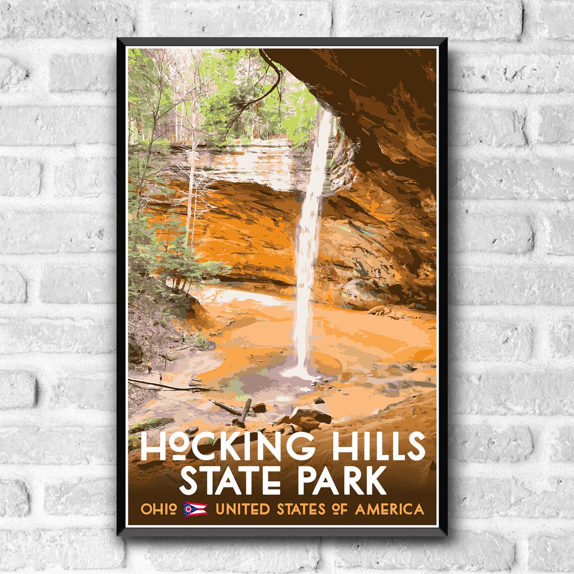 Hocking Hills State Park Vintage Style Travel Poster - Image 3