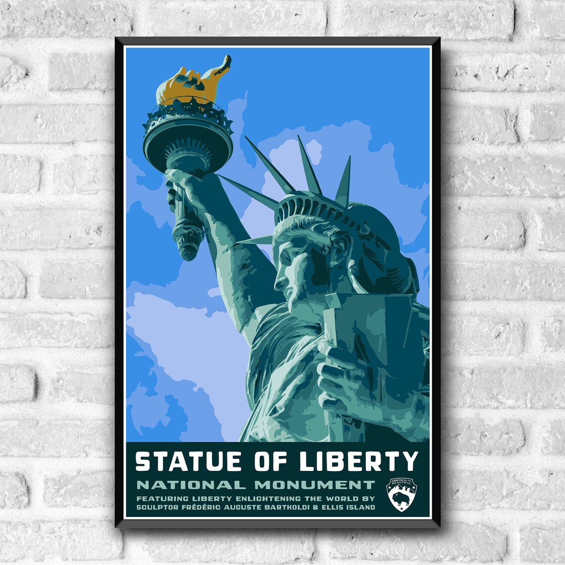 Statue Of Liberty National Monument Vintage Travel Poster - Image 3