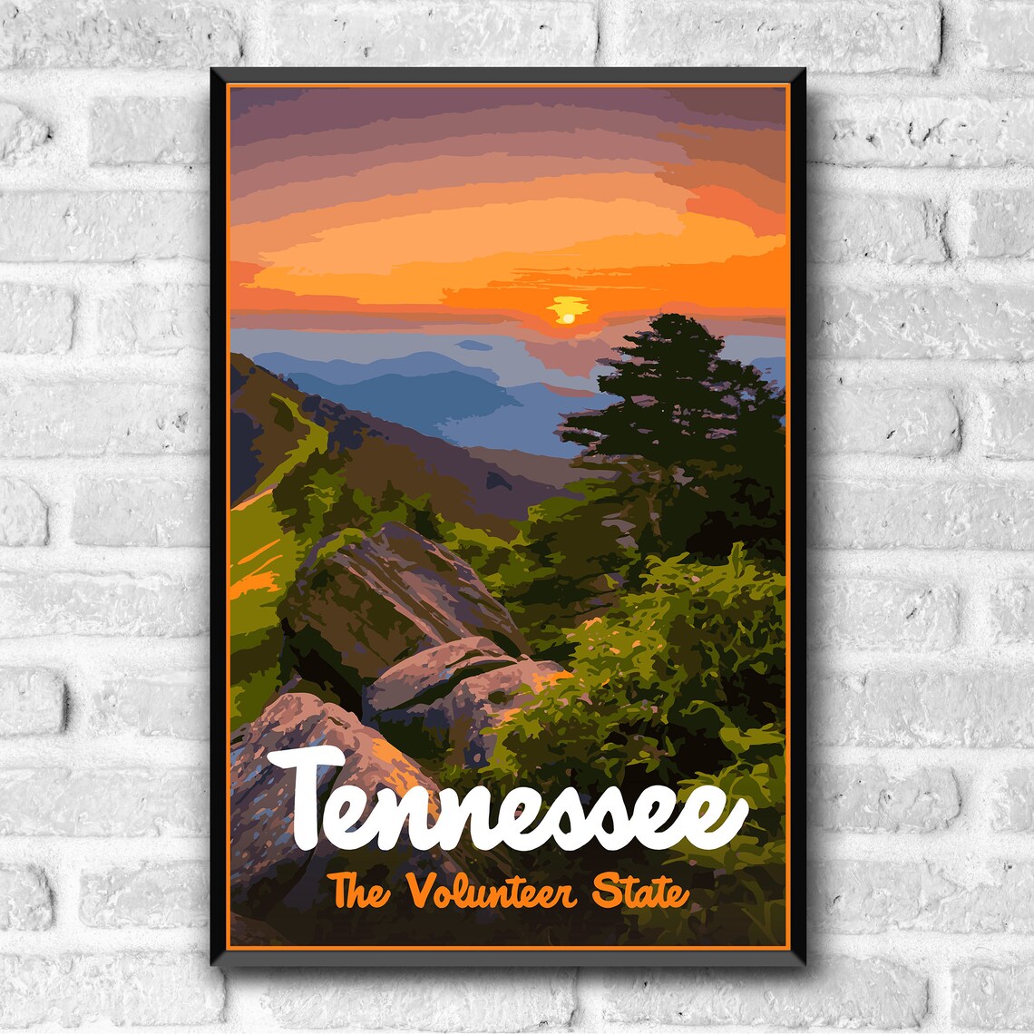 Tennessee Volunteer State Scenic Mountain Sunrise Vintage Poster - Image 3
