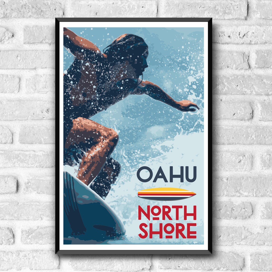 Oahu North Shore Wpa Style Vintage Style Travel Poster 8x10 12x18 18x24 24x36 4x6 Postcard Surfing Surfer Hawaii Usa Art Print - Image 3
