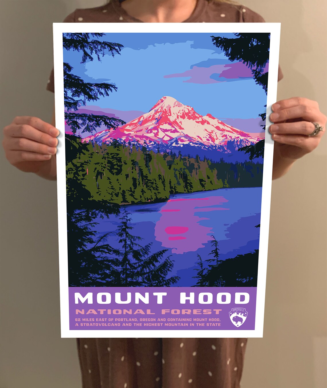 Mount Hood National Forest WPA Vintage Travel Poster - Image 2