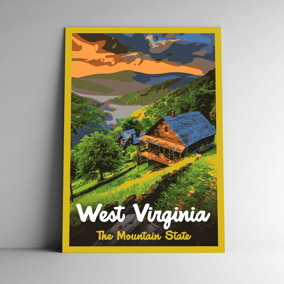 West Virginia The Mountain State Vintage Travel Poster