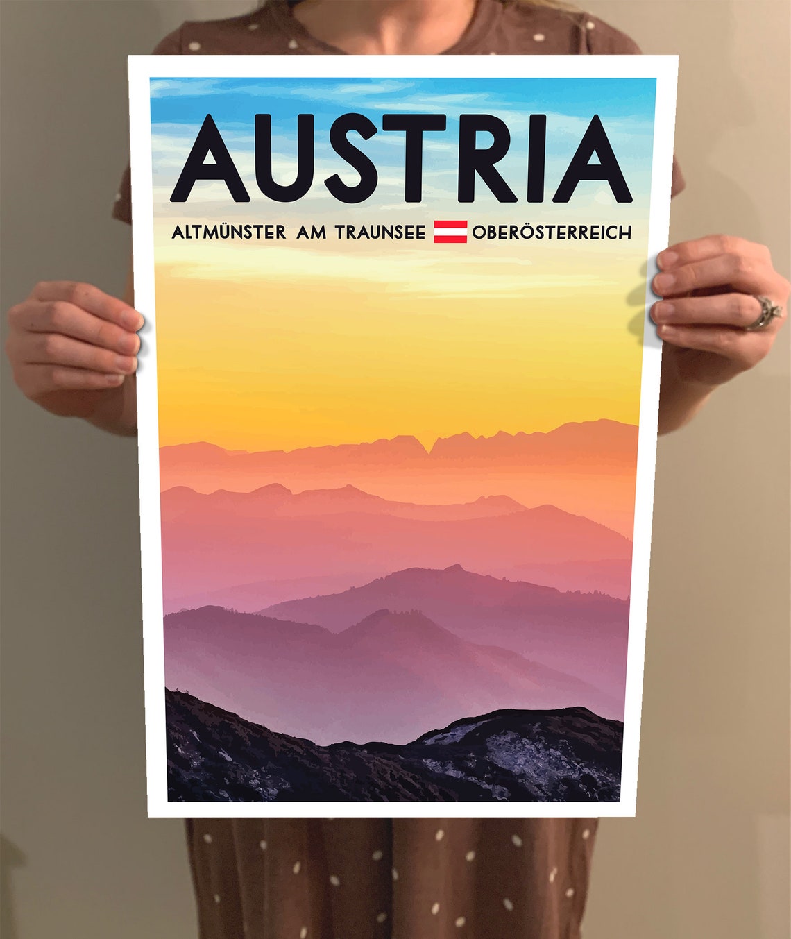 Austria Altmunster Sunset Mountains Vintage WPA Travel Poster - Image 2