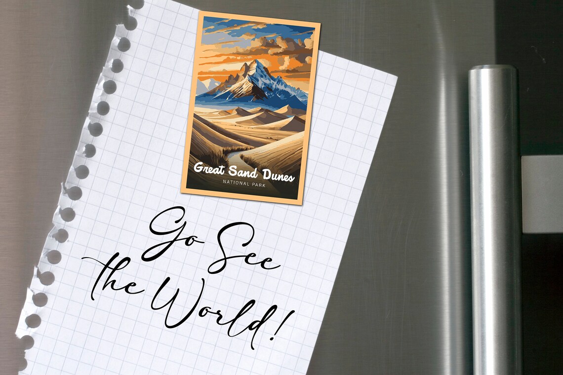 Great Sand Dunes National Park Vintage Travel Sunset Desert Poster - Image 2