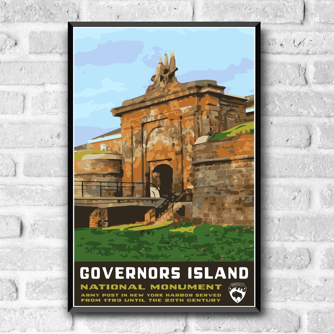 Governors Island National Monument Vintage Travel Poster - Image 3