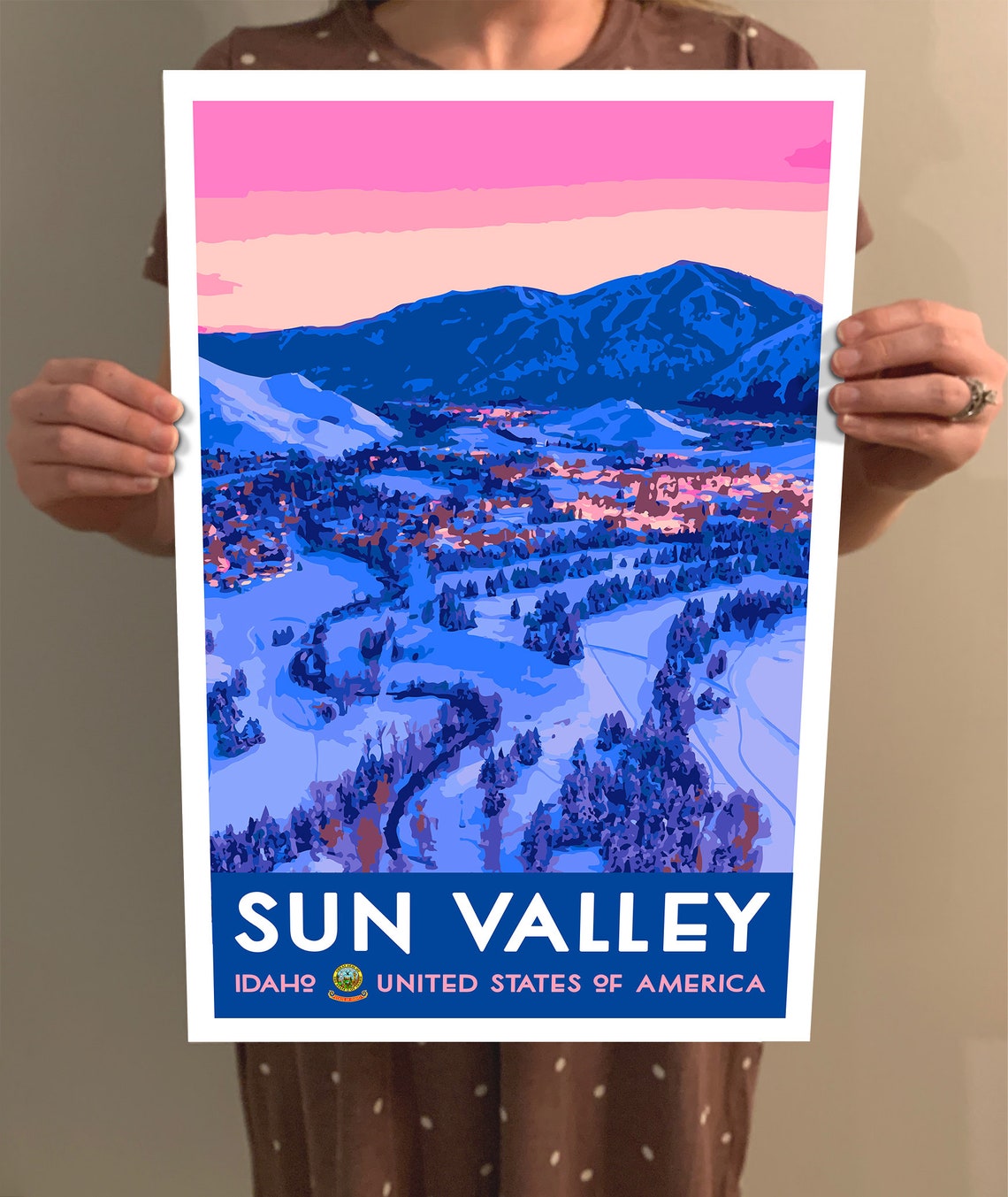 Sun Valley Idaho Vintage Style Travel Poster 8x10 12x18 18x24 24x36 4x6 Postcard Wpa Style Ski Resort Town Usa Art Print Wall Art - Image 2