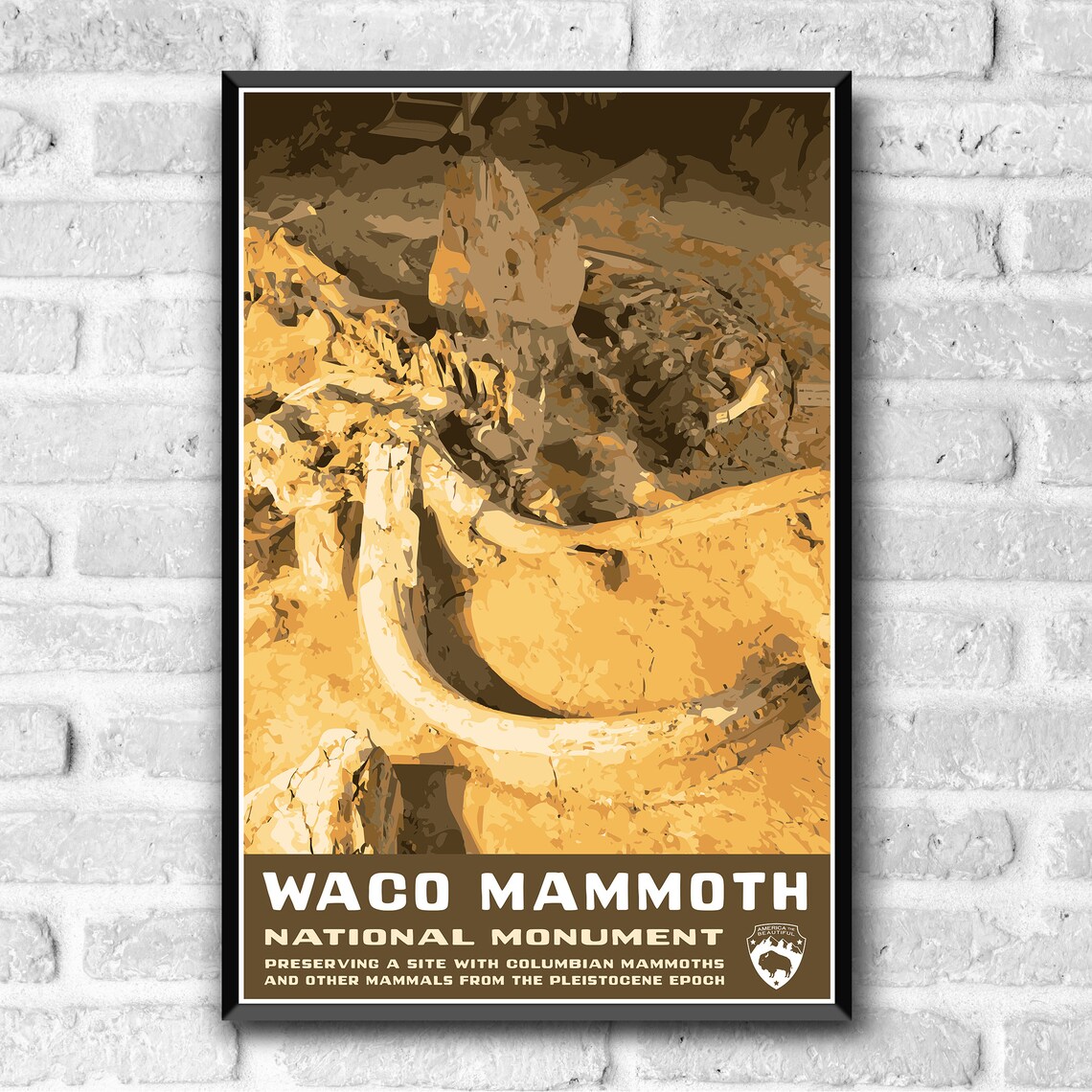 Waco Mammoth National Monument WPA Vintage Travel Poster - Image 3