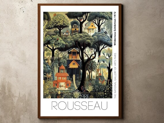 Henri Rousseau Print Poster Tropical Decor Botanical Jungle Exhibition Animals Forest Vintage Wall Art