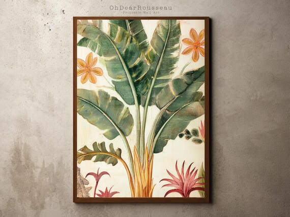 Tropical Banana Tree With Exotic Flowers Vintage Botanical Art Poster