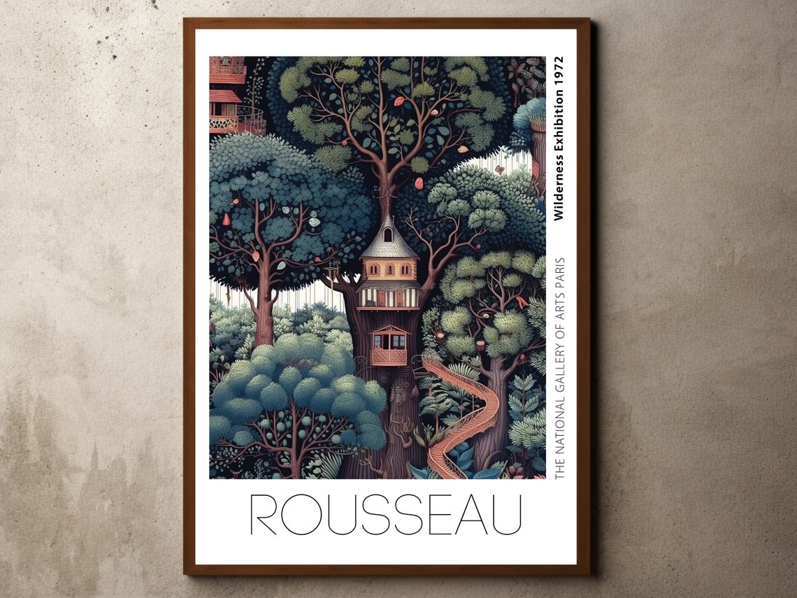 Treehouse in Jungle Canopy Rousseau Exhibition 1972 Art Poster