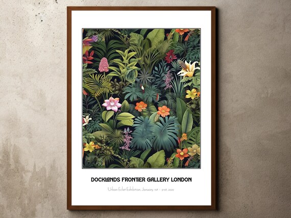 Henri Rousseau Print Poster Tropical Decor Botanical Jungle Exhibition Animals Forest Vintage Wall Art