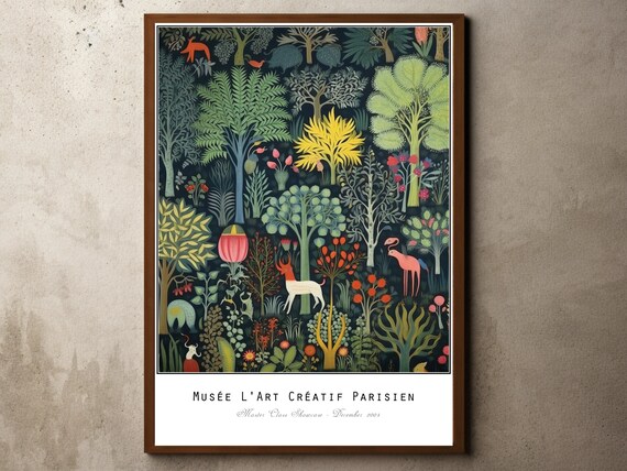 Henri Rousseau Print Poster Tropical Decor Botanical Jungle Exhibition Animals Forest Vintage Wall Art
