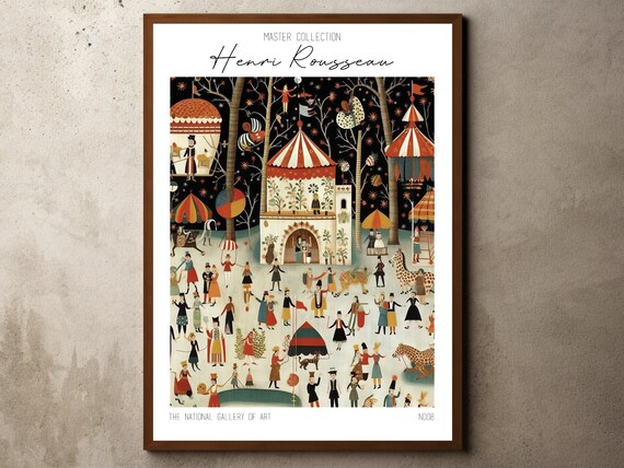 Henri Rousseau Print Poster Tropical Decor Botanical Jungle Exhibition Animals Forest Vintage Wall Art