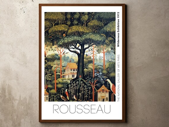 Henri Rousseau Print Poster Tropical Decor Botanical Jungle Exhibition Animals Forest Vintage Wall Art