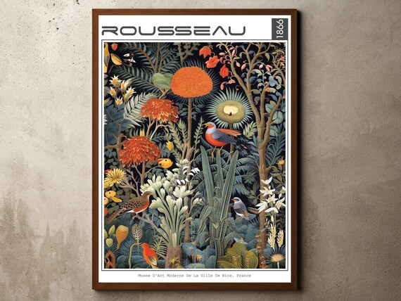 Henri Rousseau Print Poster Tropical Decor Botanical Jungle Exhibition Animals Forest Vintage Wall Art