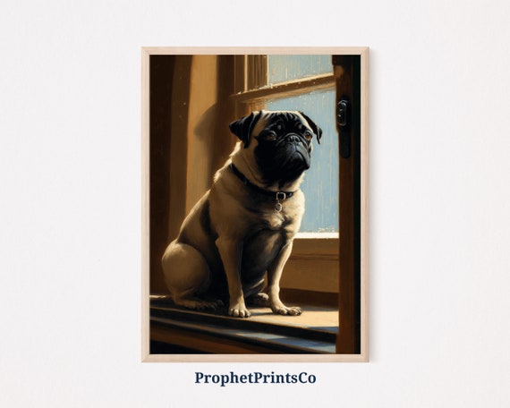 Pug Oil Painting Poster Print Antique Pug Dog Wall Art Gift For Dog Lover Cute Pet Home Dcor Wall Art Digitial
