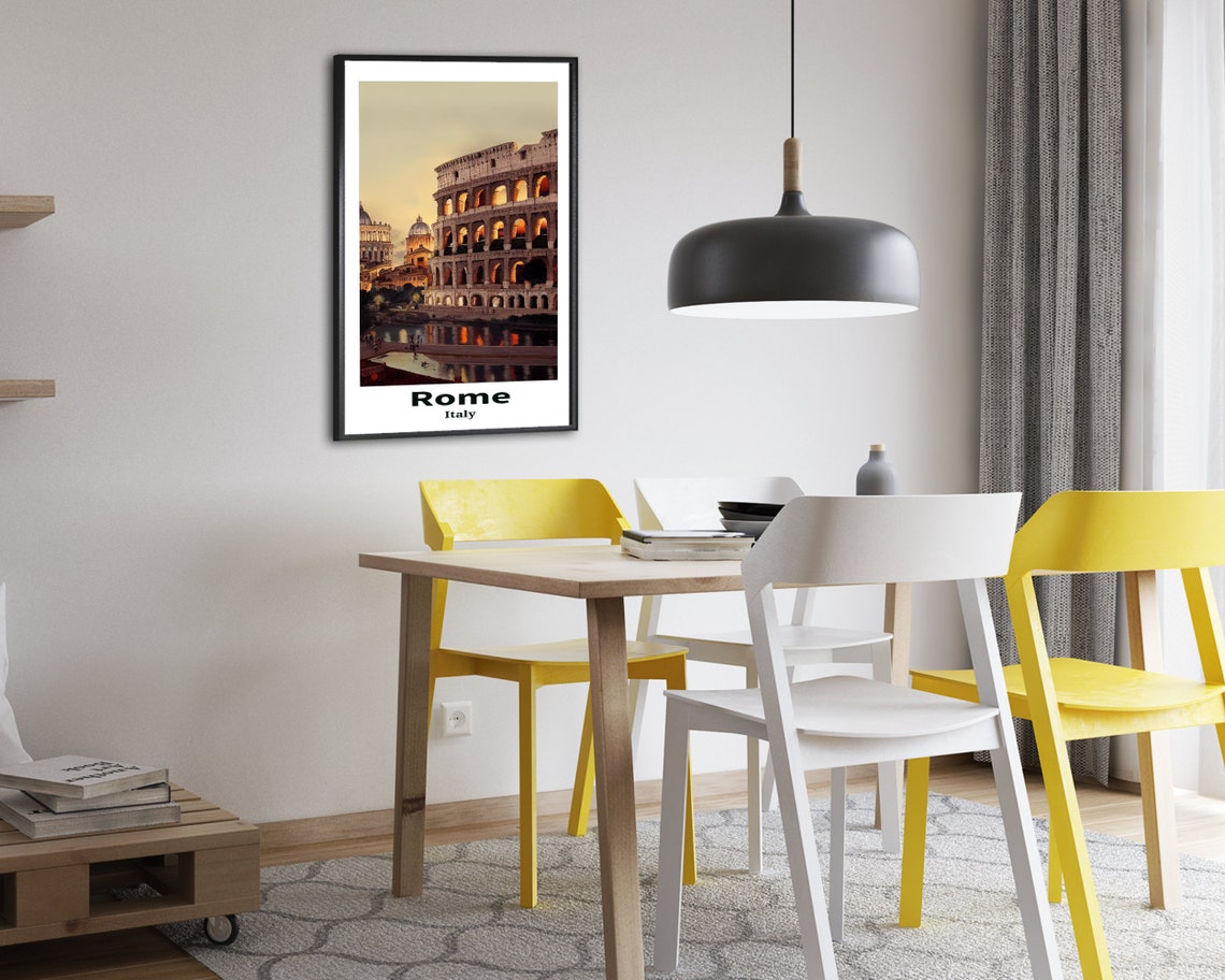Rome Italy Colosseum at Dusk with River Reflections Travel Poster - Image 2