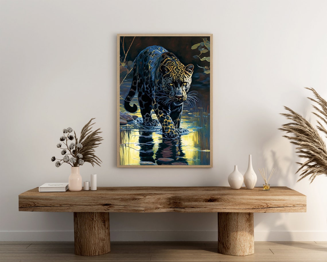 Black Leopard Poster Print Jungle Animal Wall Art Leopard Art Gift Modern Tropical Home Dcor Wall Art Digitial - Image 3