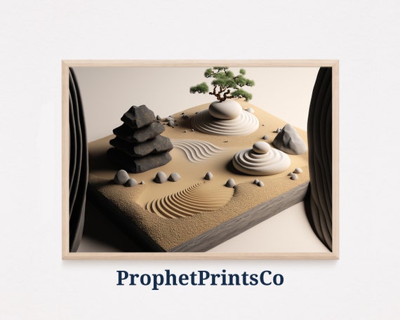 Japanese Zen Garden Poster Print Mindfulness Wall Art Stress Relief Gift Sand Zen Home Dcor Wall Art Digitial