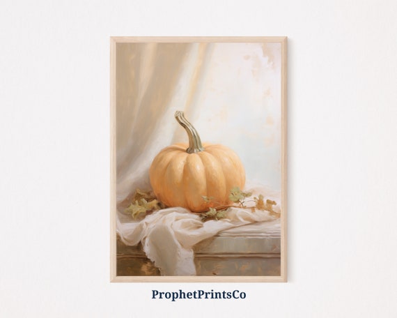 Boho Pumpkin Print Rustic Autumn Wall Art Soft Tonal Fall Wall Art Cute Farmhouse Home Decor Wall Art