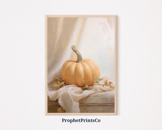 Small Orange Pumpkin Rustic Autumn Harvest Still Life Poster
