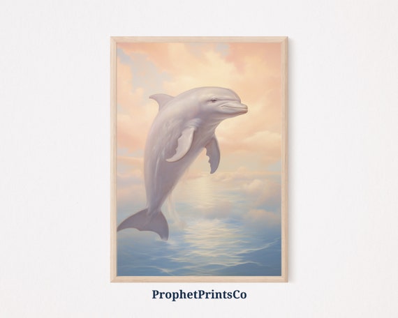 Dolphin Art Dolphin Painting Coastal Beach Art Nursery Print Dolphin Lover Gift Ocean Art Wall Art
