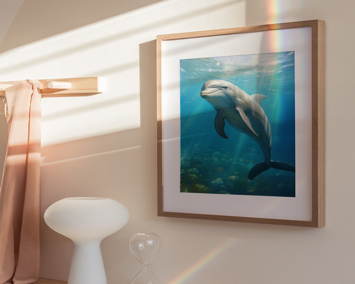Dolphin Art Dolphin Painting Coastal Beach Art Nursery Print Dolphin Lover Gift Ocean Art Wall Art - Image 3