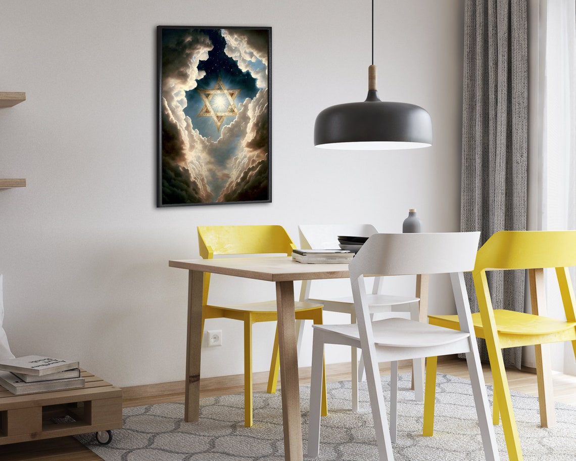 Star Of David In Starry Night Sky Clouds Celestial Hanukkah Poster - Image 2