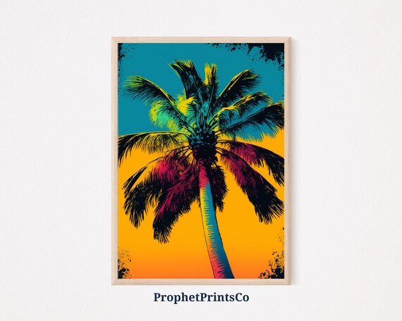Palm Tree Pop Art Poster Print Cool Tropical Wall Art Colorful Gift Beach House Home Dcor Wall Art Digitial
