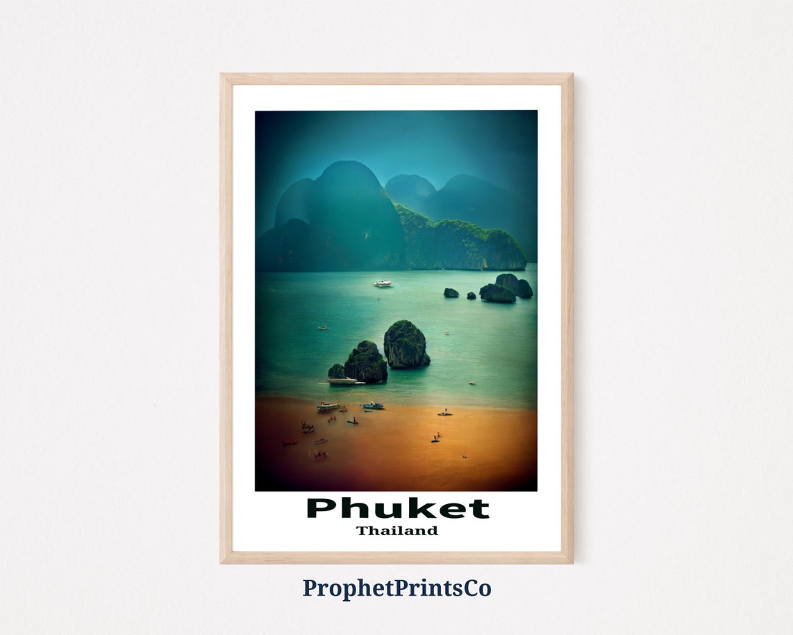 Phuket Thailand Dramatic Karst Islands Turquoise Bay Art Poster