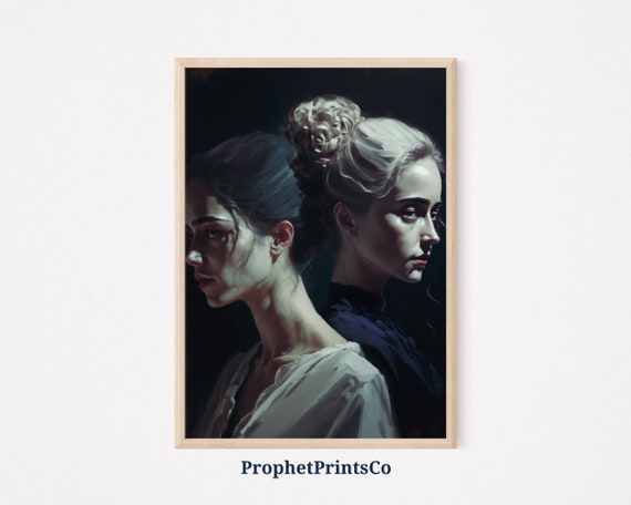 Dark Academia Women Poster Print Victorian Wall Art Gothic Gift Moody Oil Painting Home Dcor Wall Art Digitial