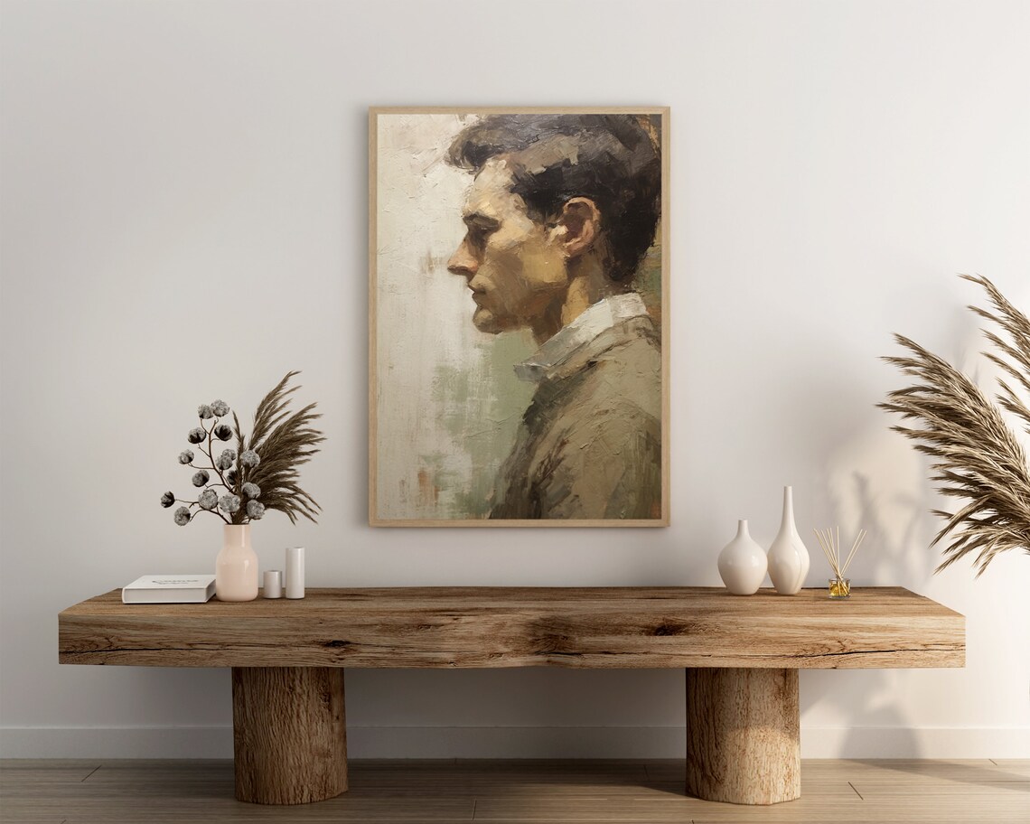 Moody Vintage Gentleman Profile Oil Painting Victorian Style Poster - Image 3